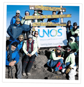 Celebrating at the summit of Mt. Kilimanjaro: a team of living donors, friends and family
