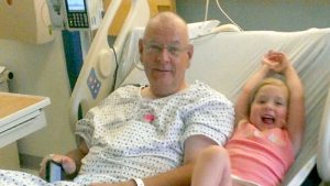 Transplant recipient, Dennis in hospital