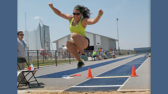 Jill doing a long jump