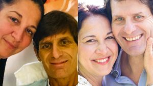 Lezlee with husband before and after transplant
