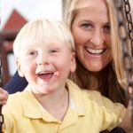 Skylar, transplant recipient, with mom